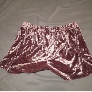 Pink High Waisted Velvet Shorts
